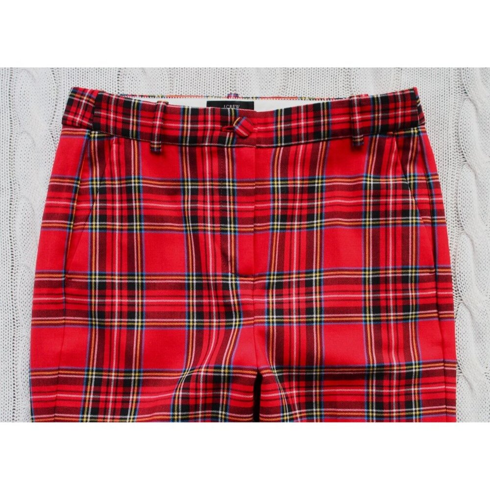 J. CREW High Rise Cameron Stewart Tartan Christmas Slim Wool Blend Pants, Size 2 - Picture 2 of 9